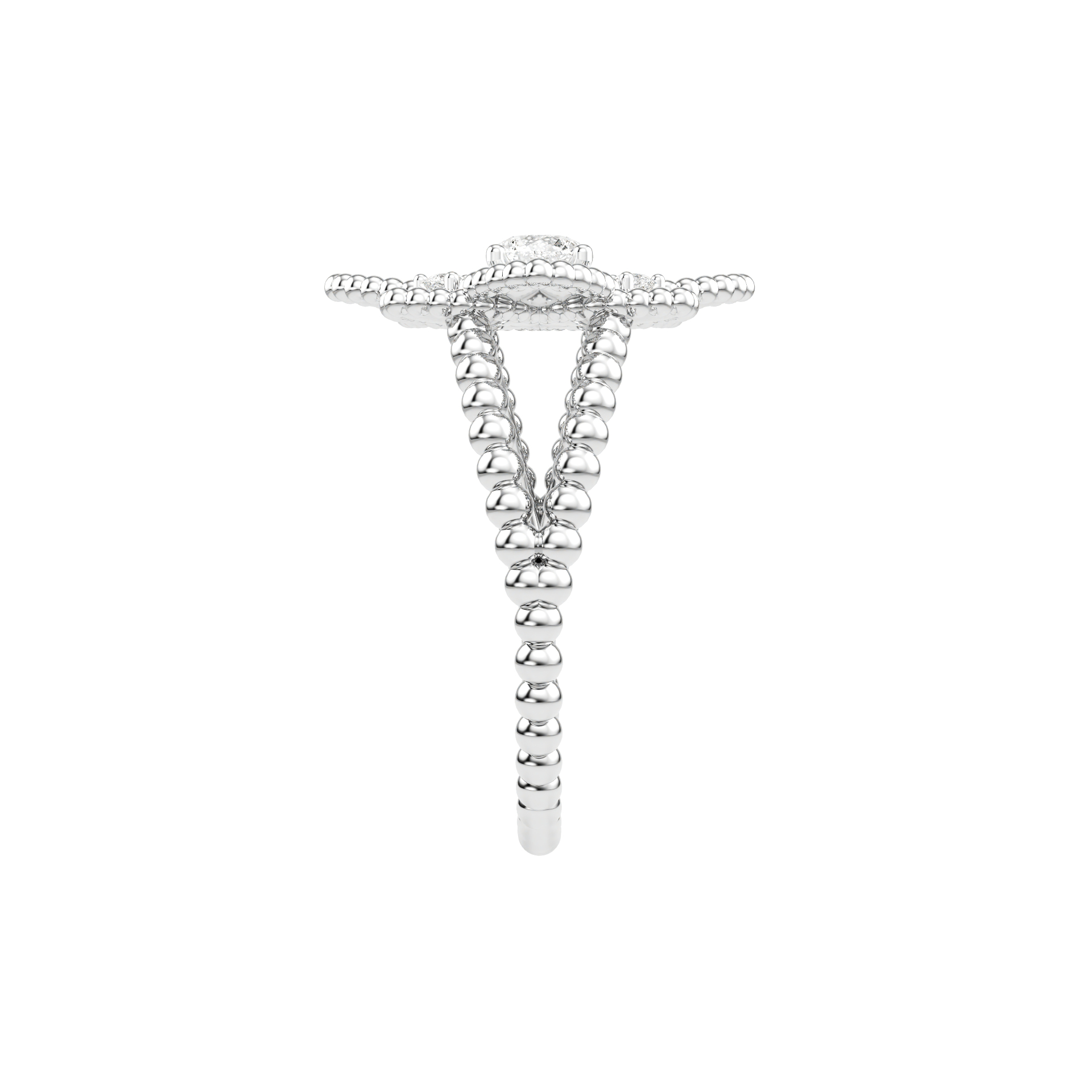 Hortensia Grande Ring — White Gold side view