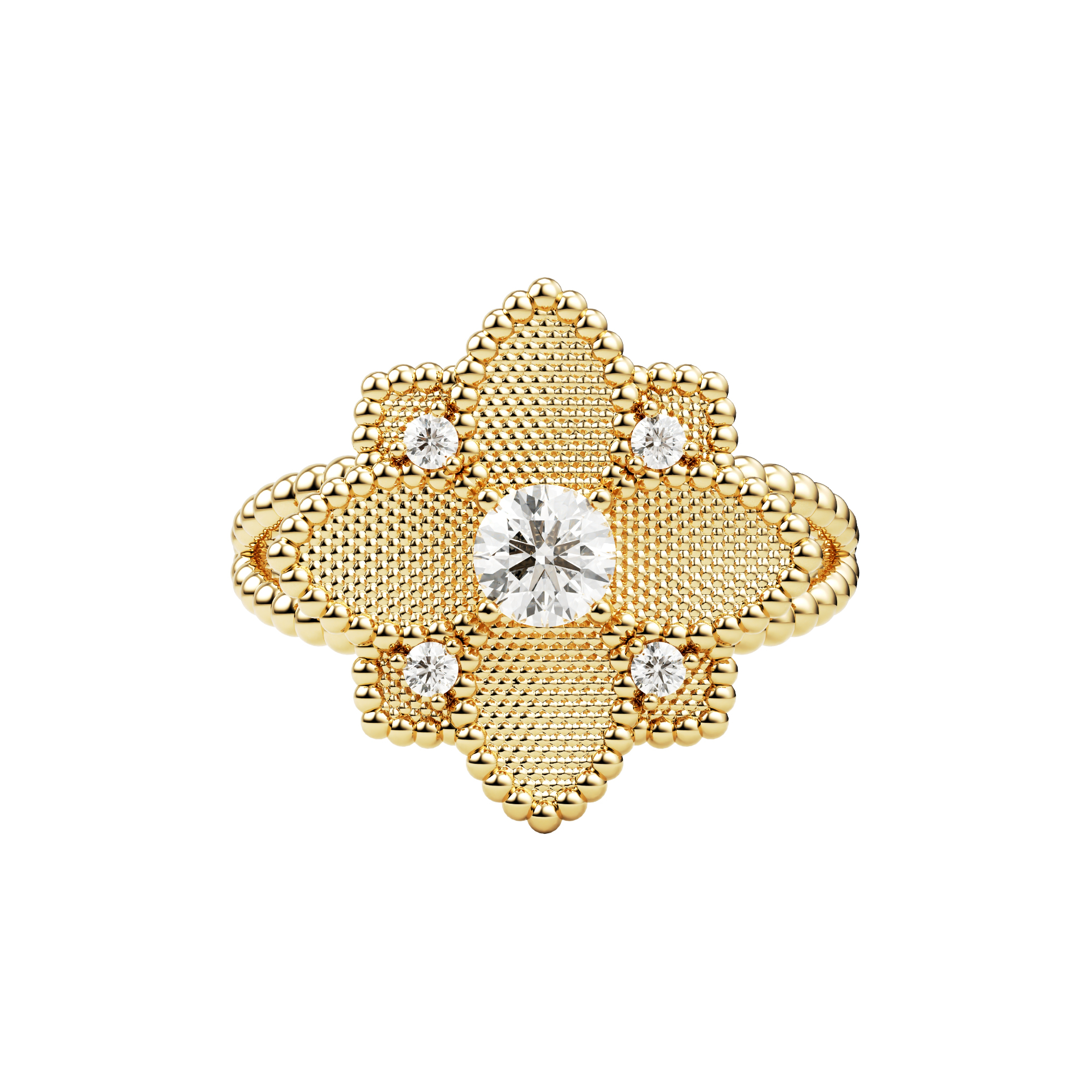 Hortensia Grande Ring — Yellow Gold top view