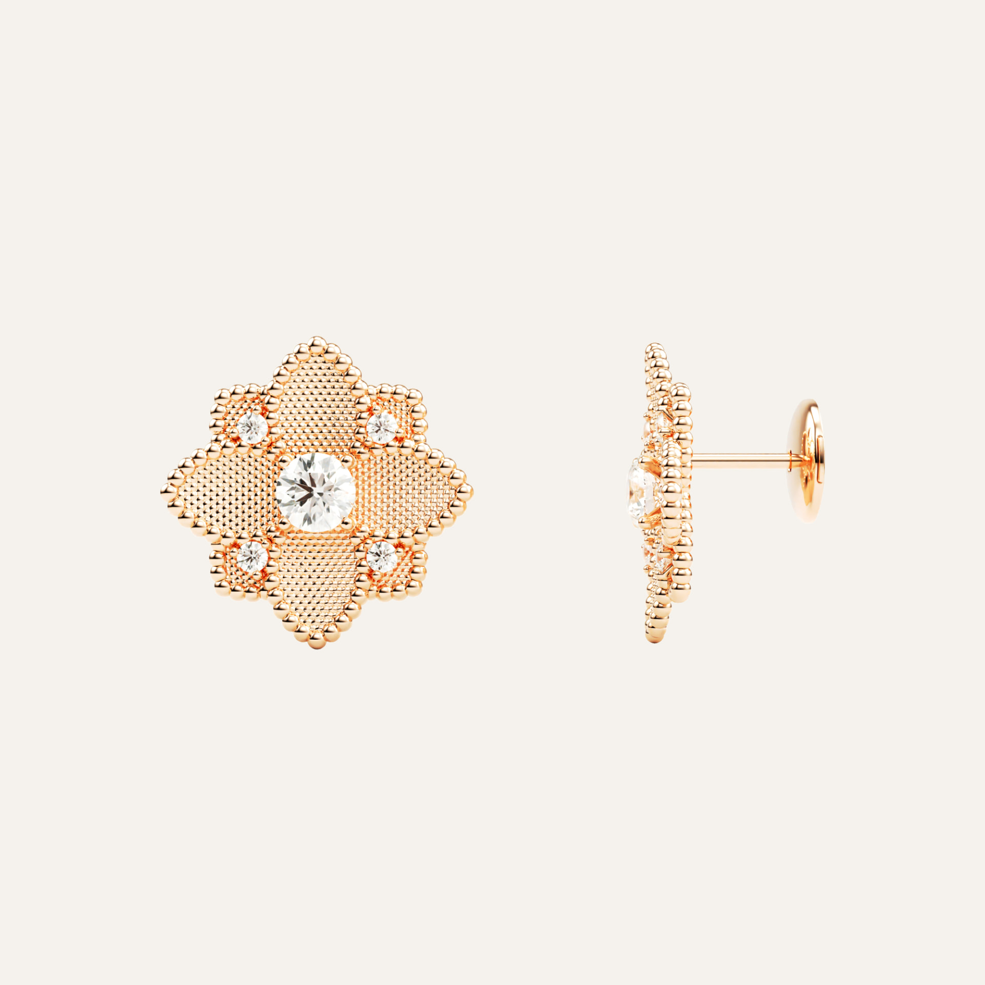 Hortensia Grande Earrings — Rose Gold top view