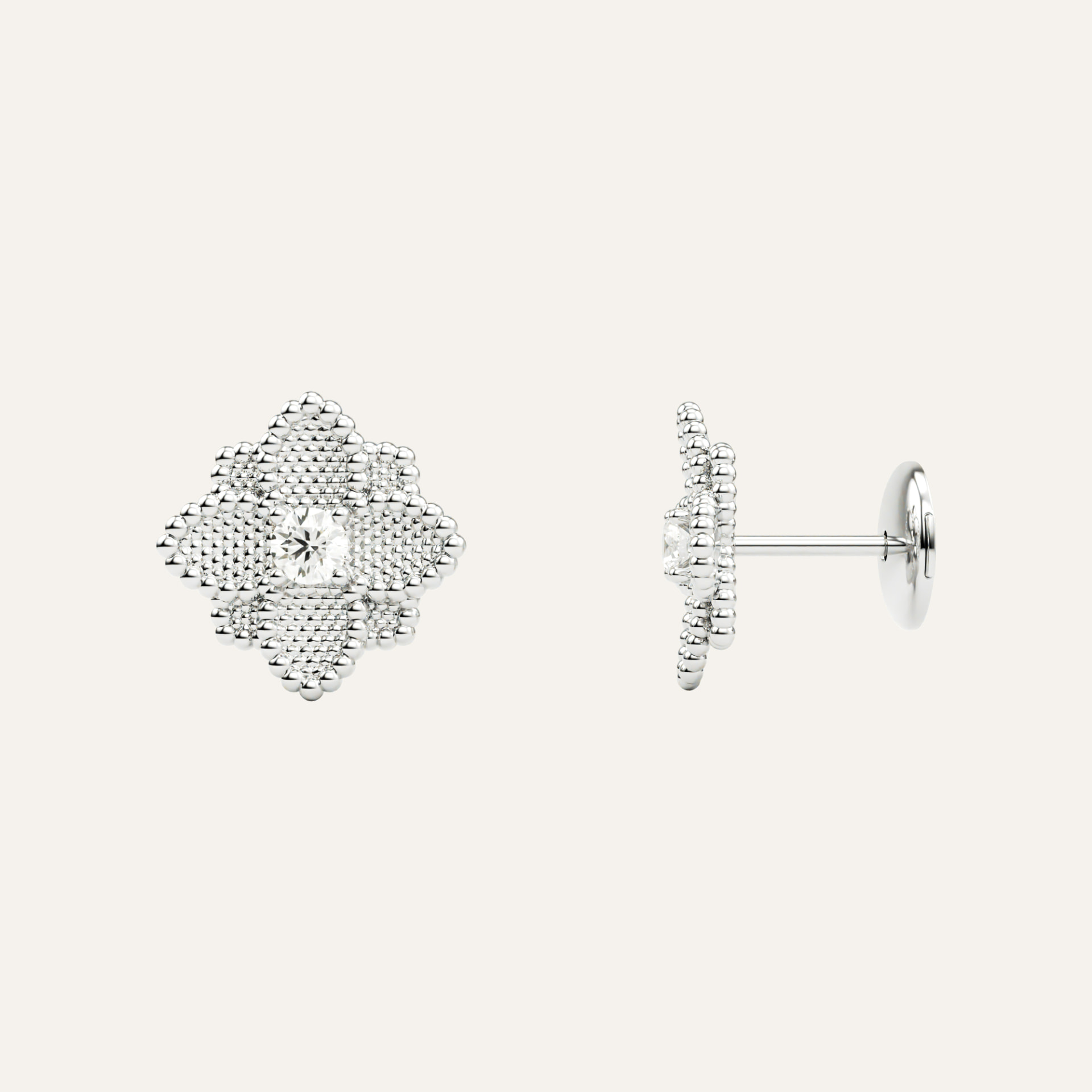 Hortensia Petite Earrings — White Gold top view