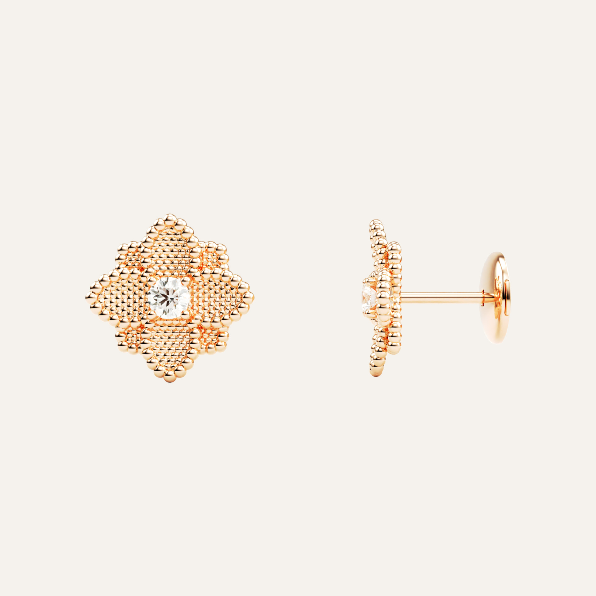 Hortensia Petite Earrings — Rose Gold top view