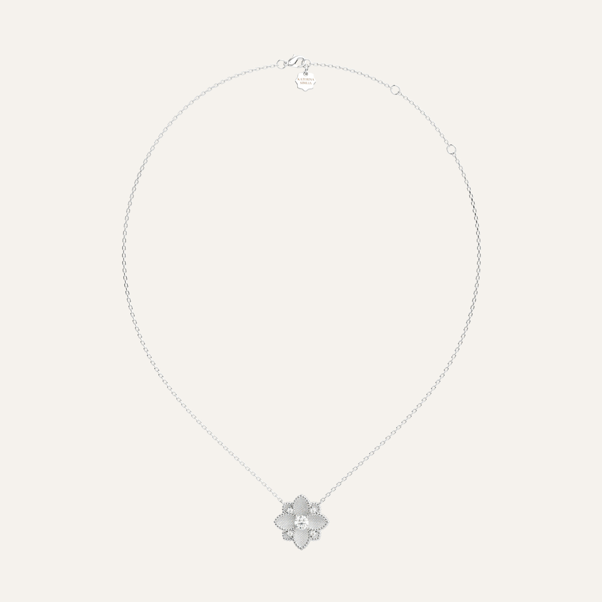 Hortensia Grande Necklace — White Gold top view