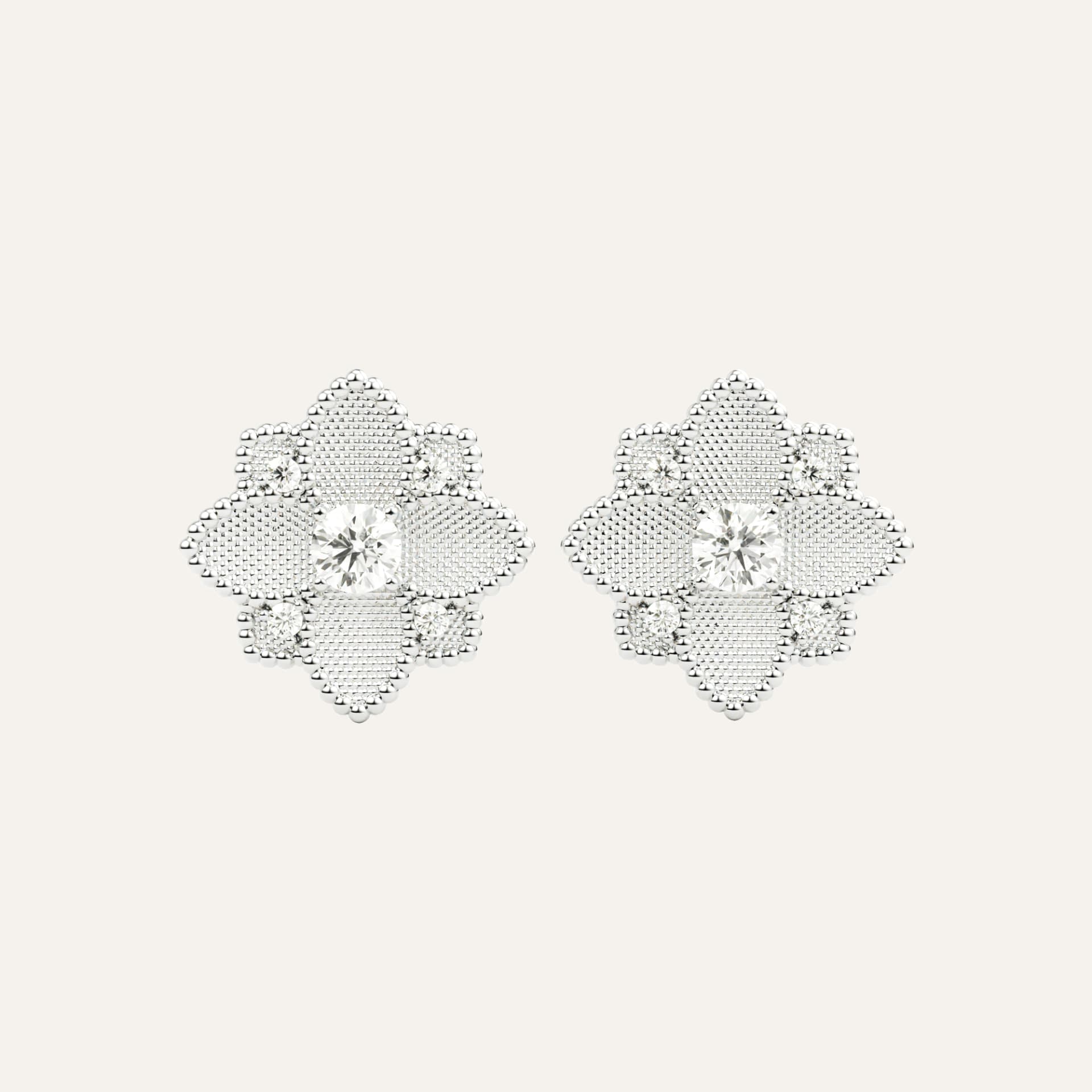 Hortensia Grande Earrings — White Gold