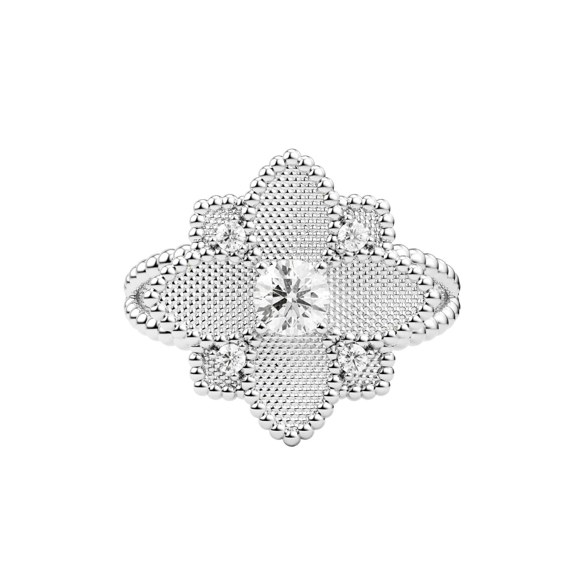 Hortensia Grande Ring — White Gold top view