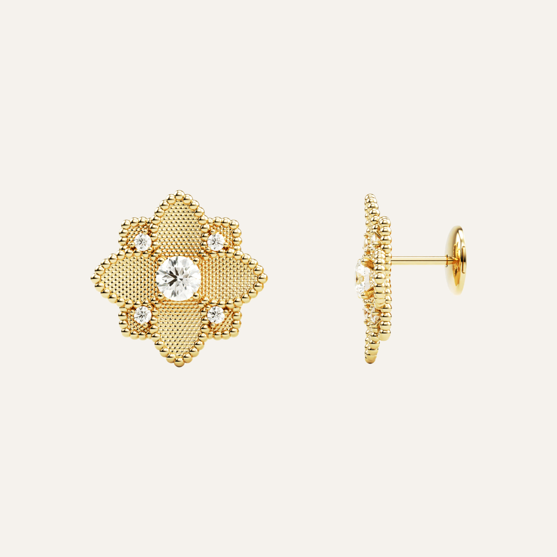 Hortensia Grande Earrings — Yellow Gold top view