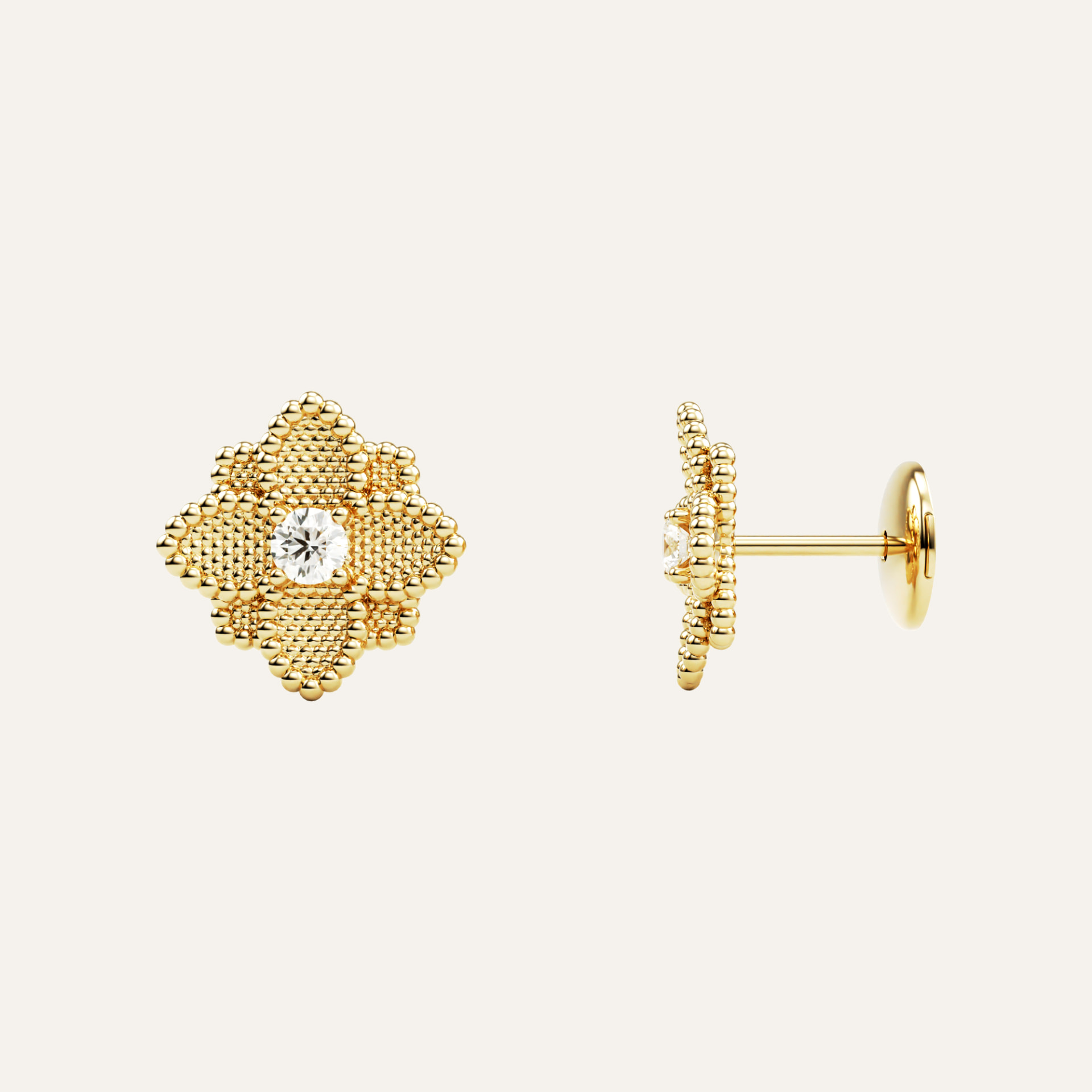 Hortensia Petite Earrings — Yellow Gold top view