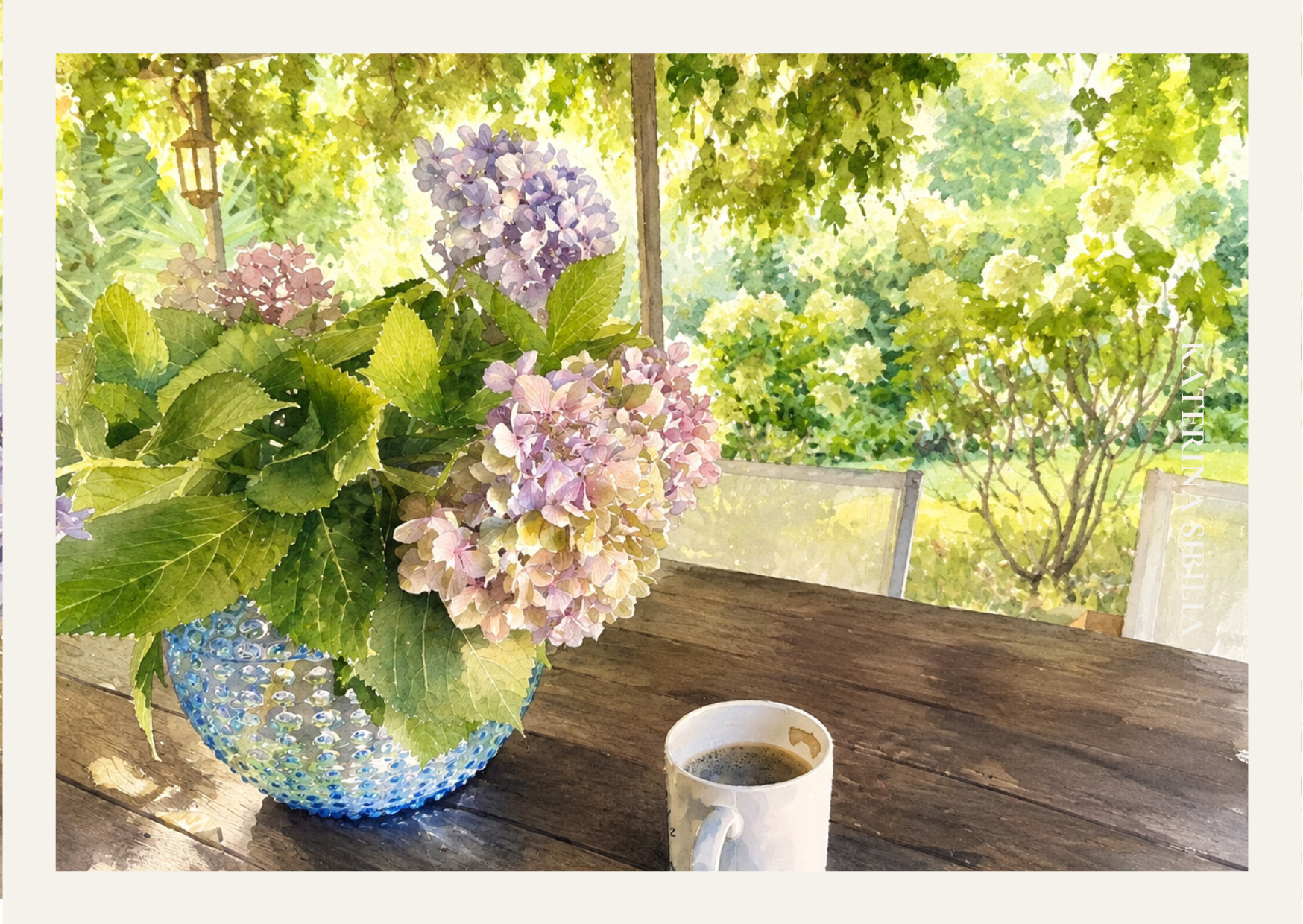 Morning coffee under the vines