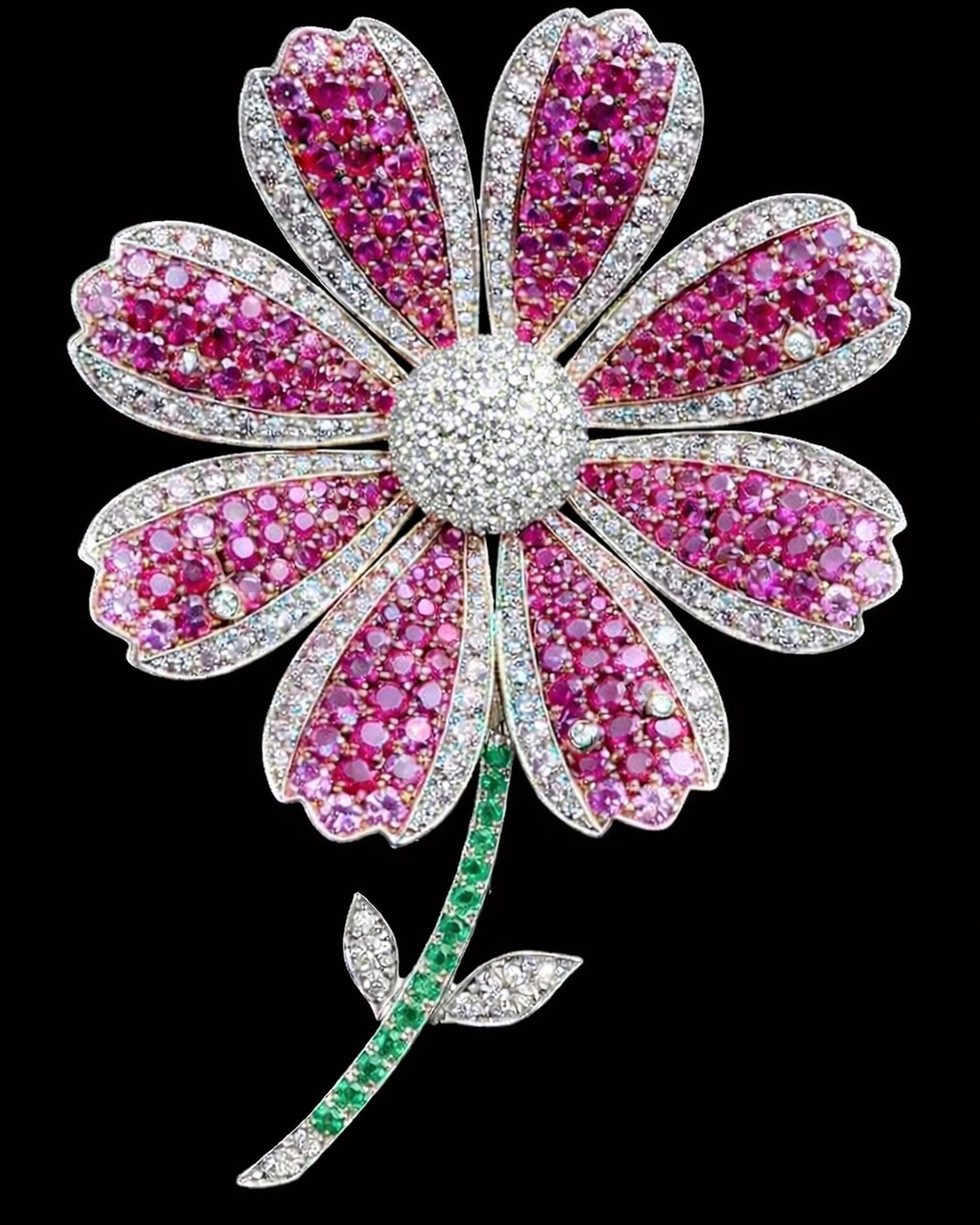 Pink Daisy Pavé Brooch